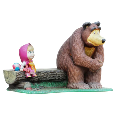 Sculpture of the characters Masha and the bear are sitting on a bench — Вид 3