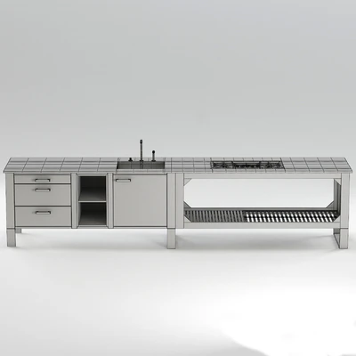 Outdoor kitchen of steel and wood Lgtek WINDOW C3 — Ver 3