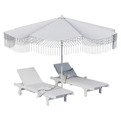 Umbrella Patio Parasol and Timber Sun Lounge — Ver 3