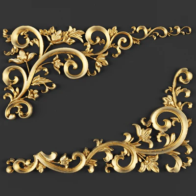 Лепнина, узор, Лепнина, luxury, золотой декор, резьба, лепка, лепной, корона, картуш, набор, классическая, угол — Вид 1