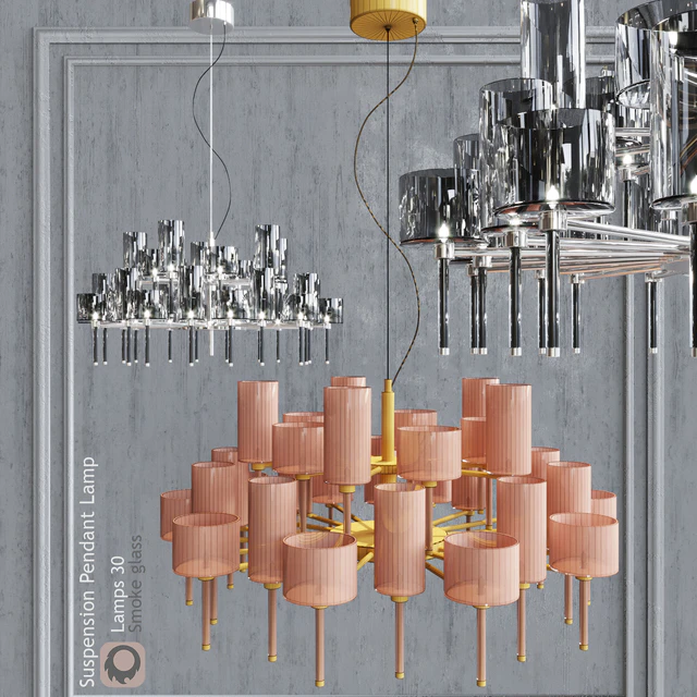Chandelier AXO Light Spillray SP lamps 30 smoke glass — Descargar