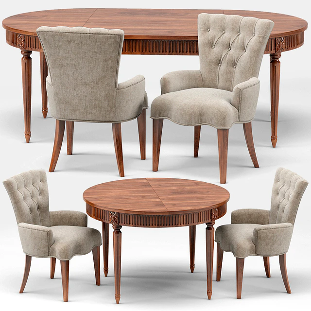 Gustavian Extension Table and Toulouse French Armchair — Descargar