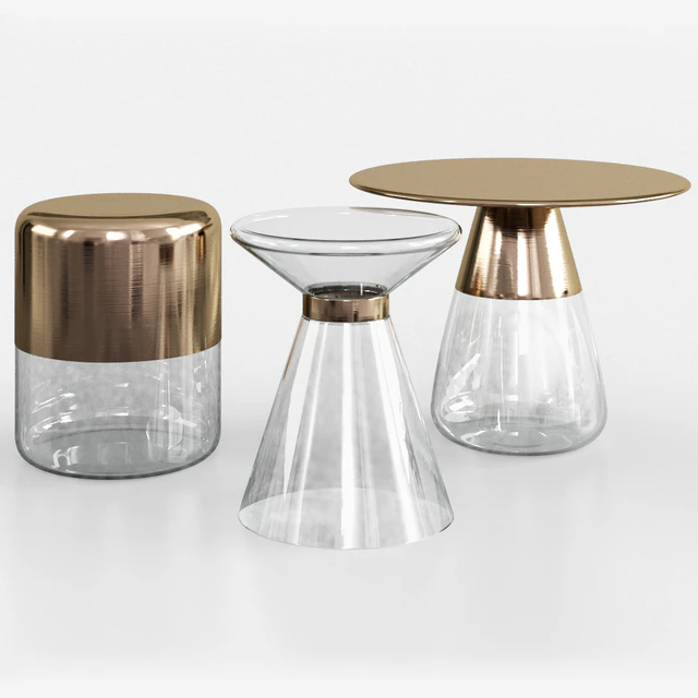 Maisons du Monde glass and gold metal side table — Descargar