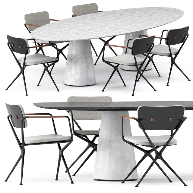EXES CHAIR and CONIX Oval Table and CONIX Table by Royal Botania — Descargar