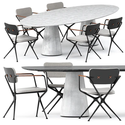 EXES CHAIR and CONIX Oval Table and CONIX Table by Royal Botania — Ver 1