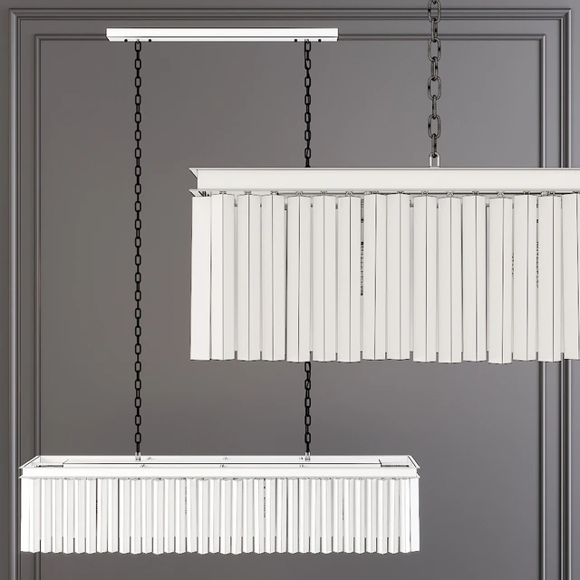 Restoration Hardware 1920S ODEON RHYS CLEAR GLASS PRISM RECTANGULAR CHANDELIER 49 Nickel — Descargar