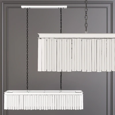 Restoration Hardware 1920S ODEON RHYS CLEAR GLASS PRISM RECTANGULAR CHANDELIER 49 Nickel — Ver 2
