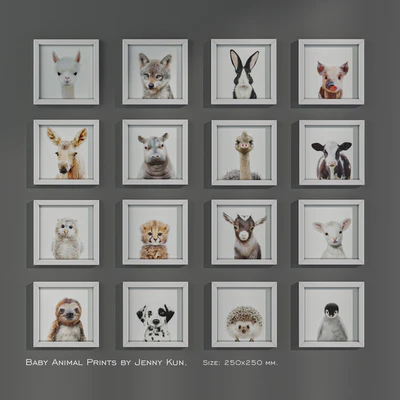 Baby Animal Prints by Jenny Kun. Size: 250x250mm. — Ver 2