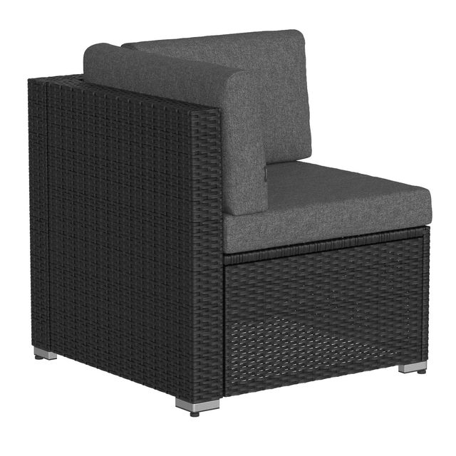 Black corner chair (wicker outdoor furniture) 02 — Descargar