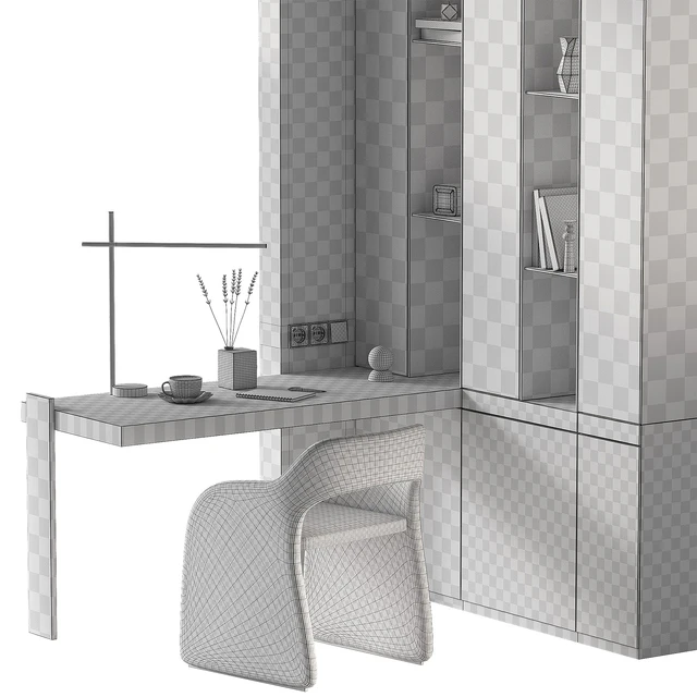 Workplace 2. Minimal home office furniture. Modular set. — Скачать