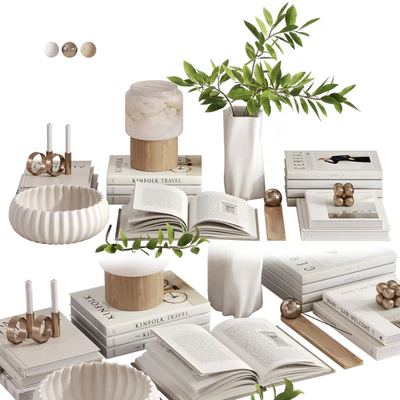 White decorative set with Lanterno Table Lamp — Ver 1