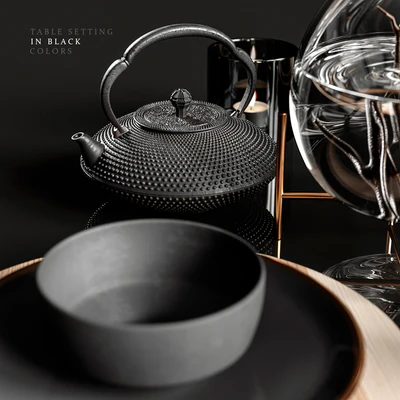 Table setting in black colors 2 — Вид 2