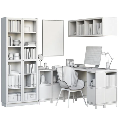 IKEA corner workplace with EKET storages and BILLY OXBERG bookcase — Вид 2