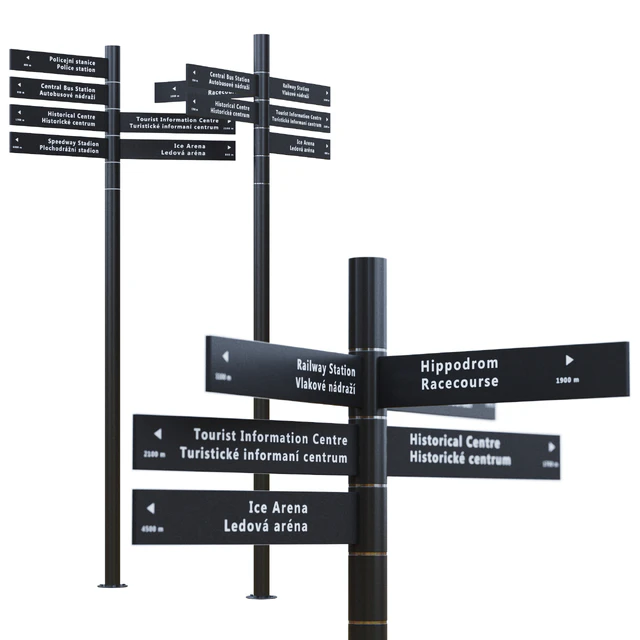 Park Benches, Urn and Direction Signs by mmcite — Download