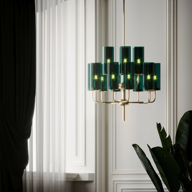 Brass & Blue Glass Tube Chandelier by Hans Agne Jakobsson — Descargar