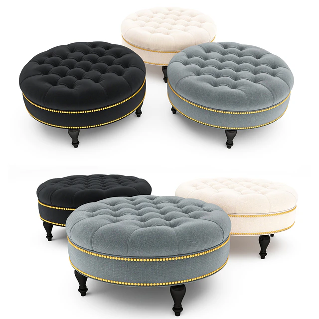 Palfrey Linen Modern Tufted Ottoman — Скачать