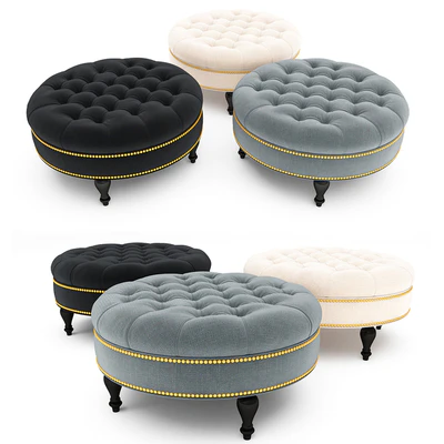 Palfrey Linen Modern Tufted Ottoman — Вид 2