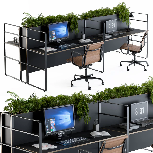 Office Black and Plants- loft style — Descargar