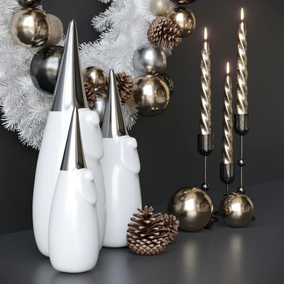 Christmas decor with candles and wreath — Ver 3