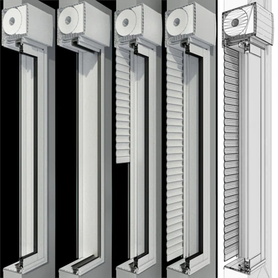 Sliding stained glass windows with roller shutters — Ver 2