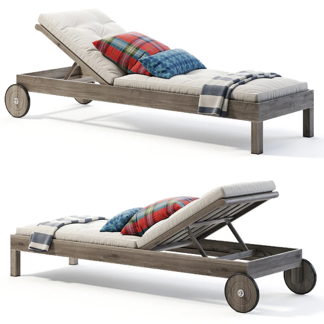 Pottery Barn Chatham FSC Mahogany Chaise Lounge with Wheels — Descargar