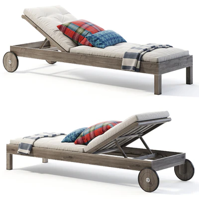 Pottery Barn Chatham FSC Mahogany Chaise Lounge with Wheels — Ver 1