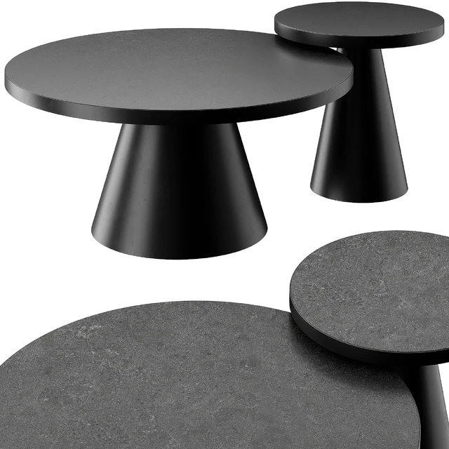 SALONTAFEL LEEDS ROND - ZWART KERAMIEK COFFEE AND SIDE TABLE — Descargar