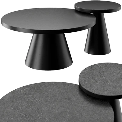 SALONTAFEL LEEDS ROND - ZWART KERAMIEK COFFEE AND SIDE TABLE — Ver 1