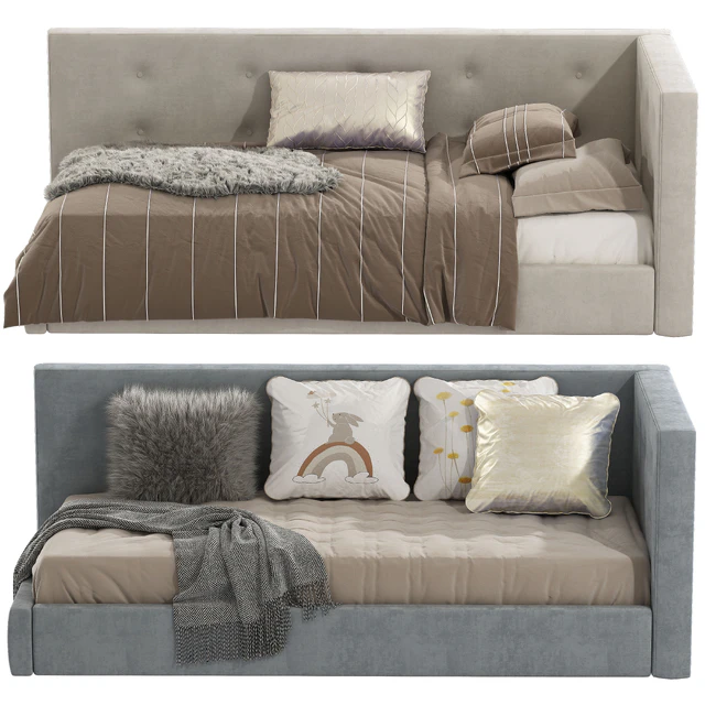 Cushy Upholstered Platform Corner Bed 2 — Descargar