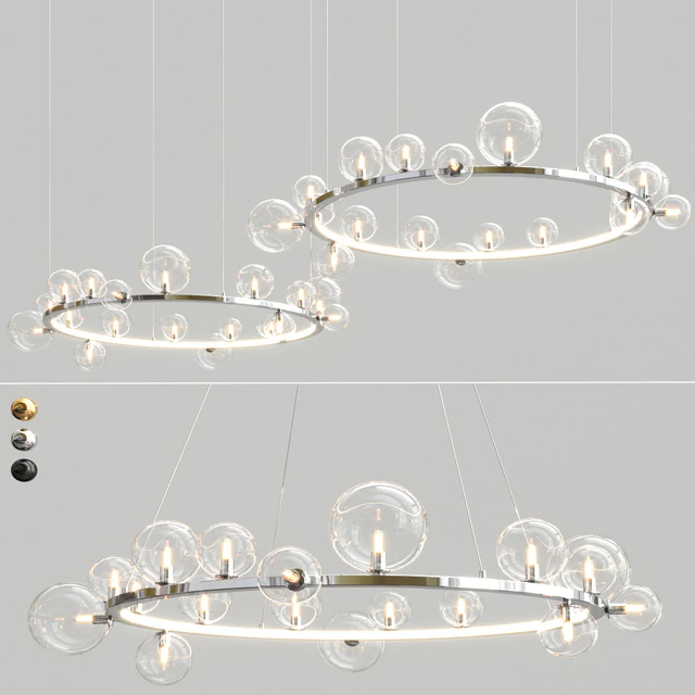 LED Postmodern Iron Glass Bubble Round Gold Black Silver Pendant Lights — Скачать