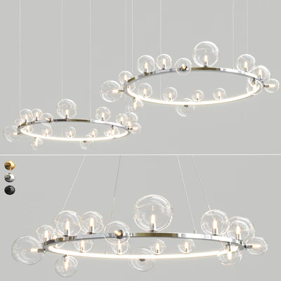 LED Postmodern Iron Glass Bubble Round Gold Black Silver Pendant Lights — Вид 4
