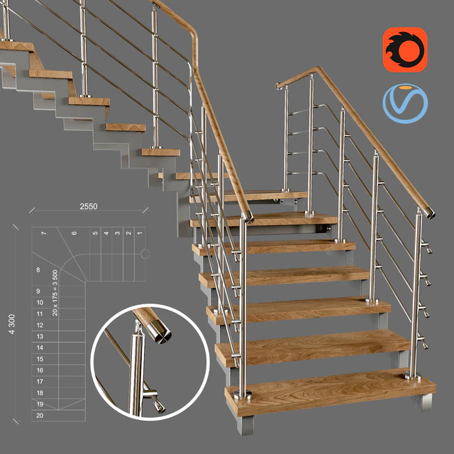 Contemporary corner staircase with staggered steps — Descargar