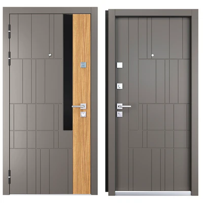 Entrance metal door of Grattel (Straj) — View 3
