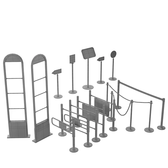 Entrance system, fencing turnstiles / Barriers fencing. Ropes and ribbon. Information plate sign. Crowd control — Descargar