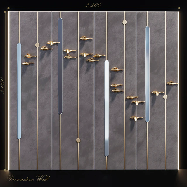Decorative panel Birds Gold 9 — Descargar