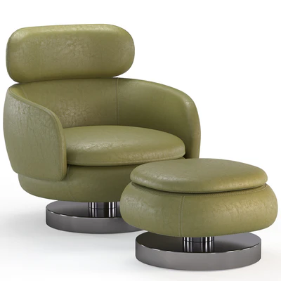 Armchair with ottoman from the Minotti factory Vivienne series — Ver 3