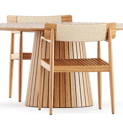 Archi Dining Chair With Arms and Whirl Teak Round Dining Table by Gloster — Вид 4