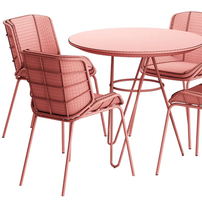 Traba SKIN MET RED CHAIR TABLE GIACOMO CATTANI — Ver 2