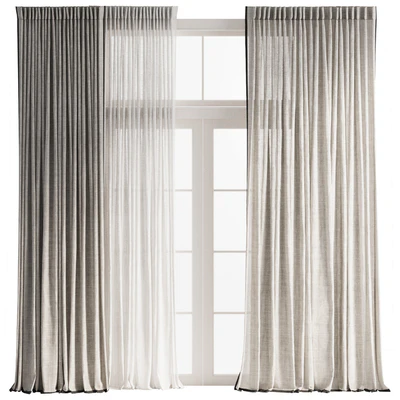 Pinch Pleat Linen Curtain with Tulle 2 — Вид 1