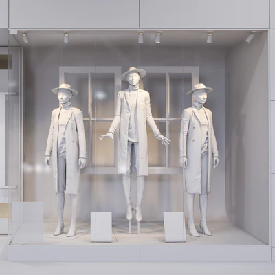 Shop front with female mannequins — Ver 2