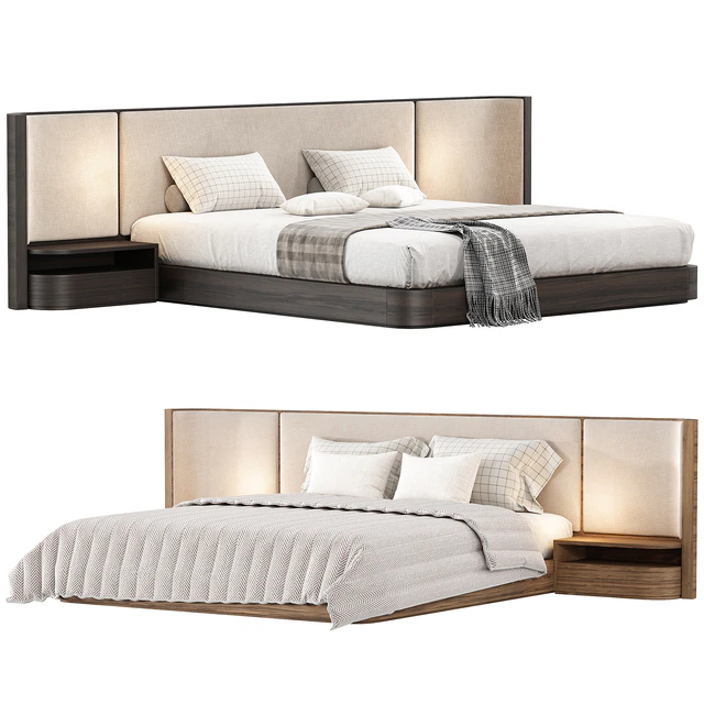 Gianna King Size Natural Walnut Wood Bed Frame — Скачать