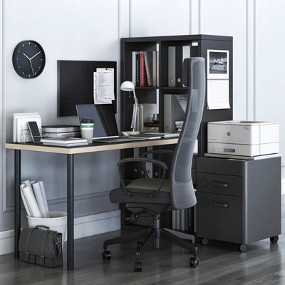 IKEA KALLAX Office Workplace with MARKUS Chair — View 1