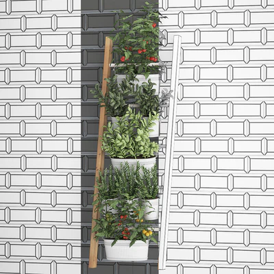 Vertical gardening. 35. kitchen garden, garden, vegetables, tomatoes, basil, greens, flowerpot, kitchen apron, tile, phytowall, phytomodule, eco design — Ver 3