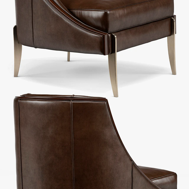 Keene Modern Classic Espresso Brown Leather Bronze Arm Chair — Descargar