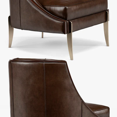 Keene Modern Classic Espresso Brown Leather Bronze Arm Chair — Ver 3