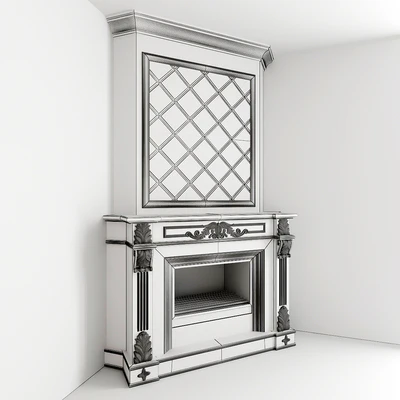 Corner fireplace with a mirror facet — Ver 2