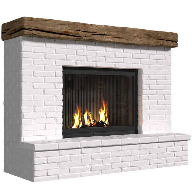 Provence style fireplace.Brick Fireplace in Country style.Rustic Farmhouse fireplace — Descargar