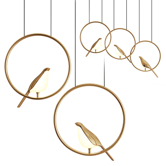 Ring and Bird Pendant Lamp NOMI — Скачать