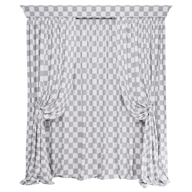Комплект штор "Синий и гусиная лапка" Curtains blue and houndstooth — Скачать