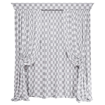 Комплект штор "Синий и гусиная лапка" Curtains blue and houndstooth — Вид 2